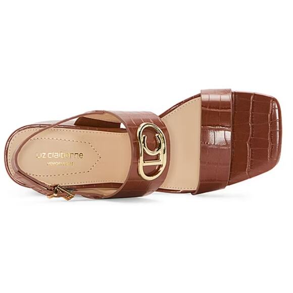 Liz Claiborne Women's Brown Croc Embossed Portola Slingback Sandals Size 8.5M - Picture 2 of 11